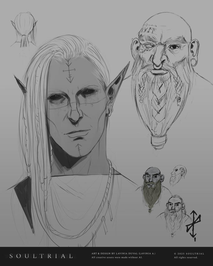 CHARACTER EXPLORATIONS (Vhaelin &amp; Eldin)